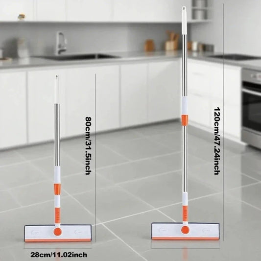 2-in-1 Window Squeegee Cleaner with Extension Pole (Telescopic, 180° Adjustable Head)