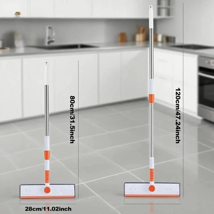 2-in-1 Window Squeegee Cleaner with Extension Pole (Telescopic, 180° Adjustable Head)