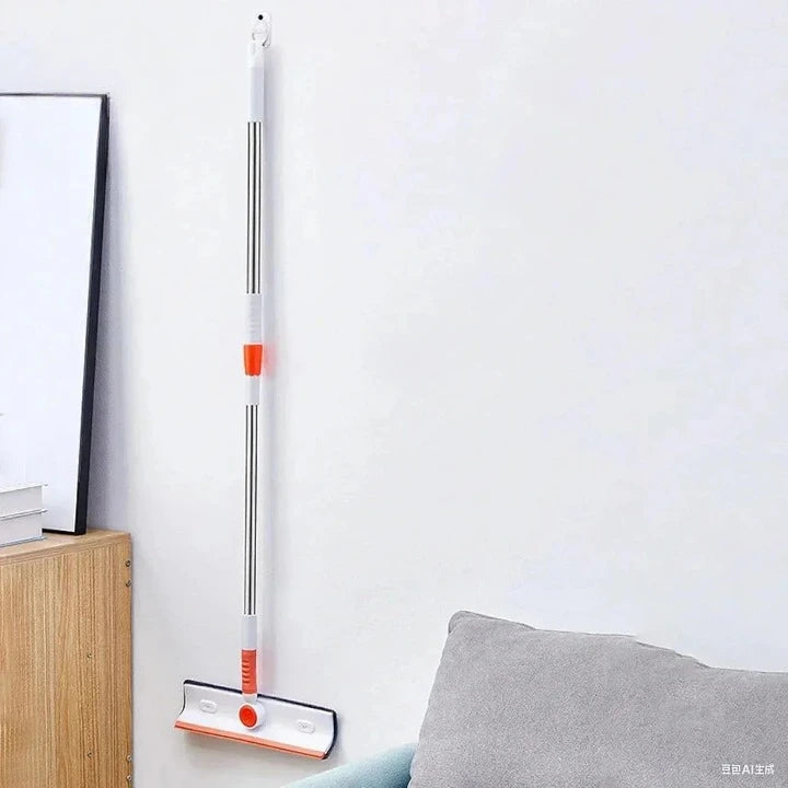 2-in-1 Window Squeegee Cleaner with Extension Pole (Telescopic, 180° Adjustable Head)