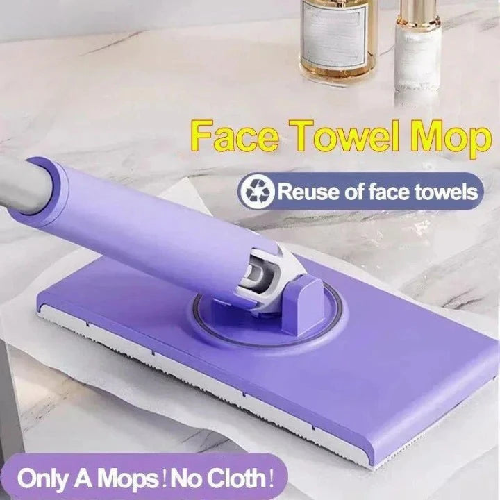 Automatic Face Towel Mini Mop – Portable Self-Squeeze Cleaning Mop with Replaceable Cloth