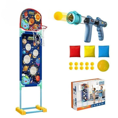Kids 3-in-1 Indoor Sports Toy Air Power Gun Game with Electric Moving Target
