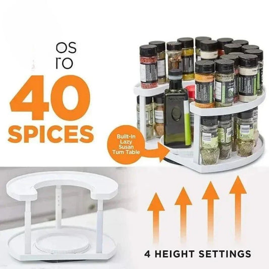 New Double Layer Rotating Spice Kitchen Storage Rack Holder Shelf Stand