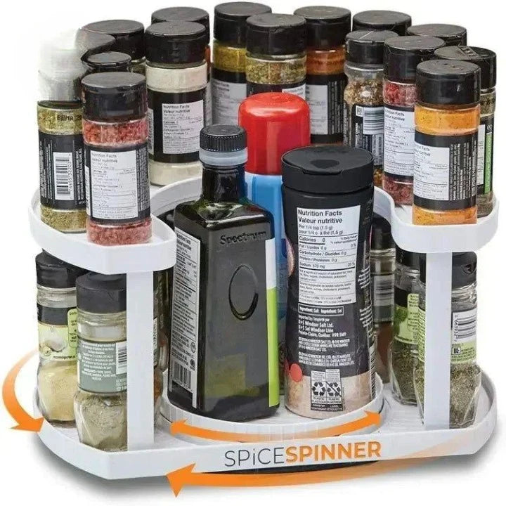 New Double Layer Rotating Spice Kitchen Storage Rack Holder Shelf Stand
